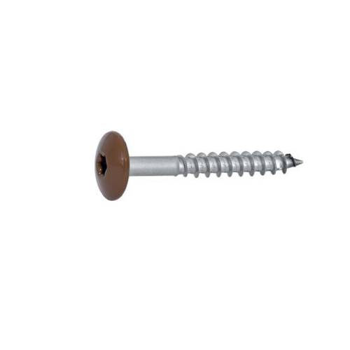 100 Vis de Façade Tête Cylindrique Extra Large Six Lobes 4.8 x 38 mm RAL 8003 Marron - Inox A2 - D-Work