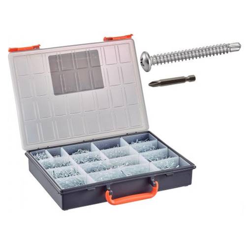 Coffret 2154 Pcs Vis Autoperceuses TC Phillips + Embouts - DIN 7504 M - Acier Zn - D-Work