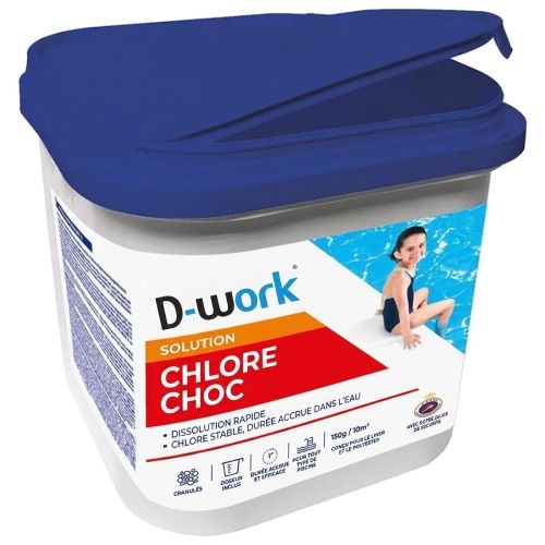 Chlore Choc Pastilles 20 g - 1 kg - Low Boric 0,3 % - Traitement Rapide et Efficace de Piscine - D-Work