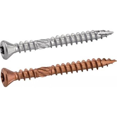 200 Vis pour Terrasse Tête Fraisée Bombée Six Lobes Double Filet 5 x 50 mm - Inox A4 - D-Work