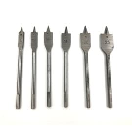 Assortment of 6 flat wood bits D. 10 to 25 mm x Q. HEX steel WS - 440060 - Beast