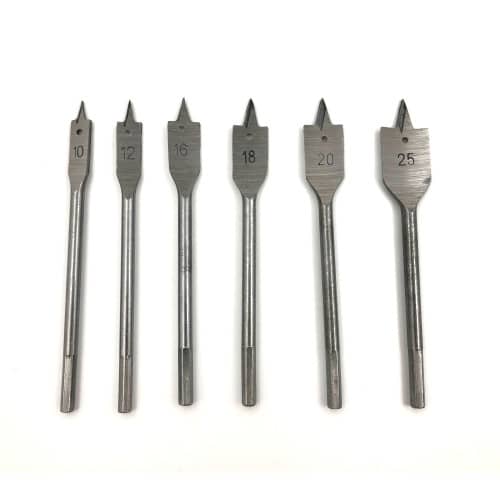 Assortimento di 6 punte per legno piatte D. 10 a 25 mm x Q. Acciaio HEX WS - 440060 - Beast