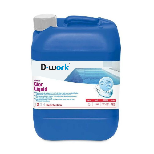Chlore Liquide Professionnel 20 l - Traitement Piscine Efficace - D-Work