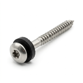 50 Vis à Bois Tête Fraisée Bombée Six Lobes + Rondelle Epdm D. 20 4.5 x 100 mm - Type DIN 7995 - Inox A2 - D-Work