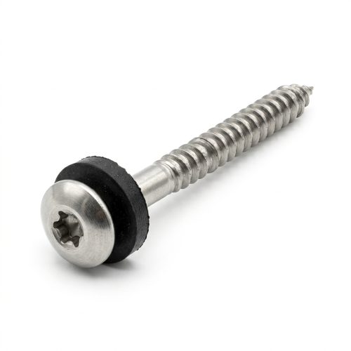 50 Vis à Bois Tête Fraisée Bombée Six Lobes + Rondelle Epdm D. 20 4.5 x 100 mm - Type DIN 7995 - Inox A2 - D-Work