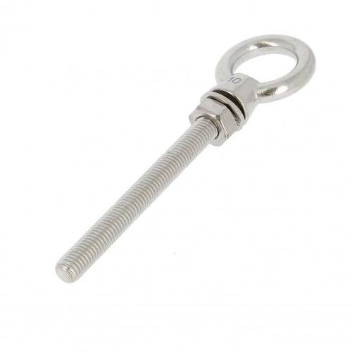 5 Pitons à œil filetés 8x100 mm - Inox A4 - Écrou et rondelle inclus - ACTON