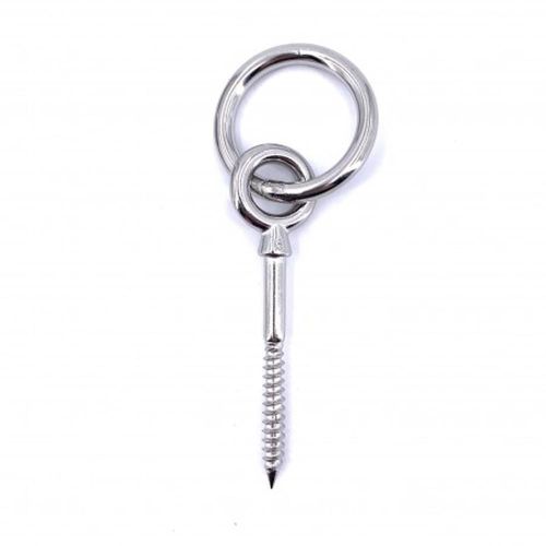 5 Pitons à Oeil Filetage Bois avec Anneaux Articulés 8 x 80 mm - Inox A4 - D-Work