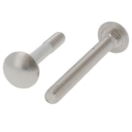 100 Vis à Métaux Tête Ronde Collet Carré 10 x 25 mm - DIN 603 - NFE27-351 - UNI 5731 - Inox A4 - D-Work