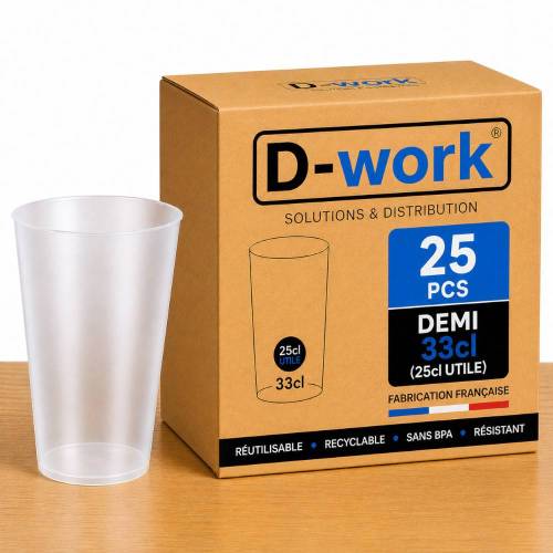 Set of Reusable and Recyclable BPA-free Polypropylene Tumblers 33 cl (25 usable) - Translucent - D-Work