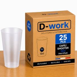 Becherglas-Set 33 cl (25 nützlich), wiederverwendbar und recycelbar aus BPA-freiem Polypropylen - Durchsichtig - D-Work