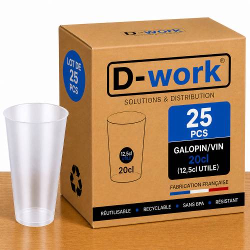 Set of Reusable and Recyclable BPA-free Polypropylene Tumblers 33 cl (25 usable) - Translucent - D-Work