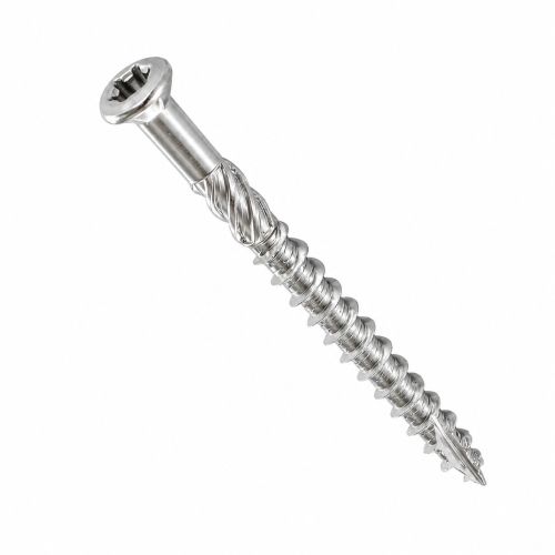 1000 Tornillos de acero inoxidable A2 para tarima de madera - Dimensiones 5 x 50 mm, cabeza dentada reducida + broca TX25 gratis