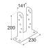 8 Pieds De Poteau Type TT PST 141x200x50x5 mm - Acier - Fixation Robuste - D-Work