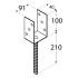 6 Pieds de Poteau Classiques PSL 90 U 91x100x40x4 mm - Acier Léger - Fixation Robuste - D-Work