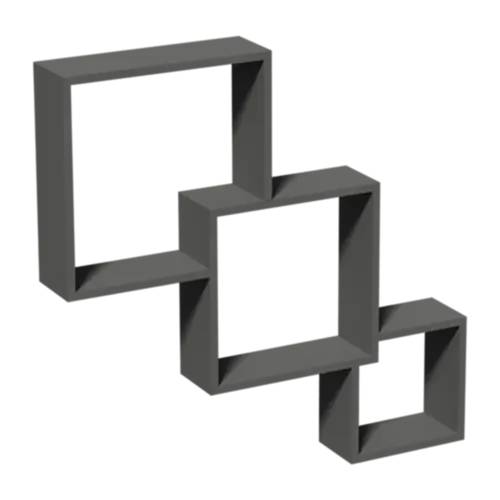 3 Ensembles d’Étagères Carrées 320x280x200 mm - Gris - Modulables et Pratiques - D-Work