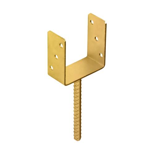 6 Supports de Poteau PS 120U 121x120x60x4 mm - Galvanisé Zingué Bichromaté - D-Work