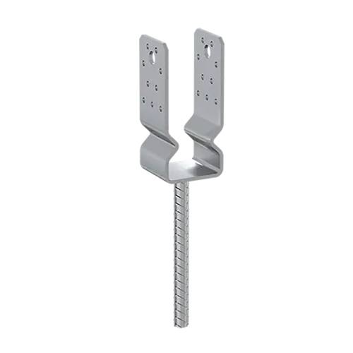 6 Supports de Poteau ZNO PSSZ 61x350x150x4 mm - Galvanisé à Chaud - D-Work
