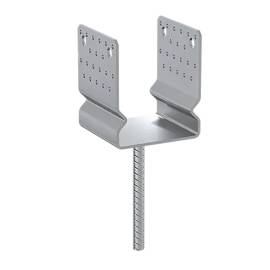 4 Supports de Poteau ZNO PSSZ 121x350x150x4 mm - Galvanisé à Chaud - D-Work