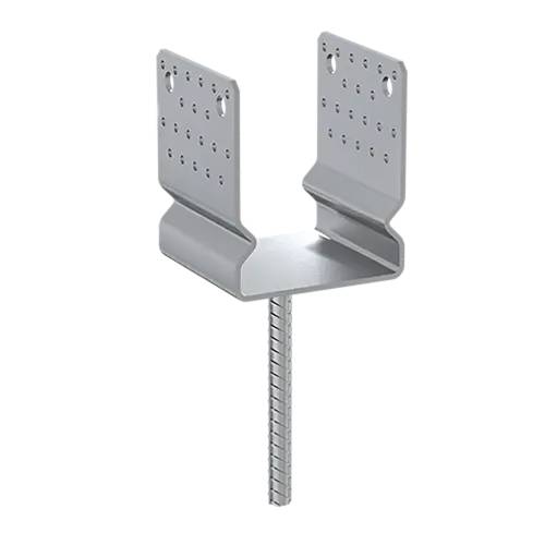 4 Supports De Poteau Zno Pssz 120 - 121X350X150X4.0 mm Galvanisé À Chaud - D-Work