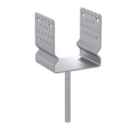 6 Supports de Poteau ZNO PSSZ 141x350x150x4 mm - Galvanisé à Chaud - D-Work