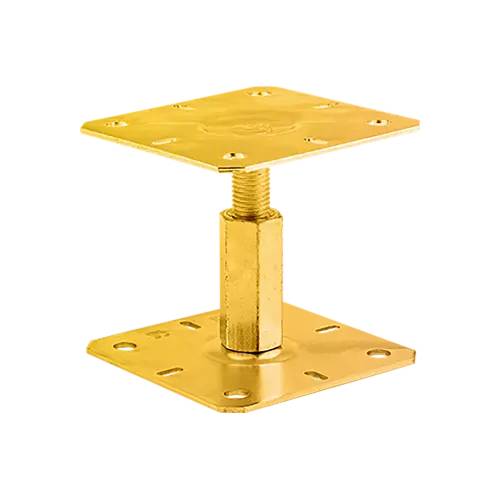 4 Pcs Support De Poteau ZNZ 130x130x100-150x3 mm - Galvanisé Jaune - D-Work