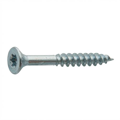 500 Vis de Construction à Tête Fraisée 3,0x30 mm T10 - Zingué Blanc - D-Work
