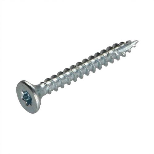 200 Vis de Construction à Tête Fraisée 4x30 mm T20 - Zingué Blanc - D-Work