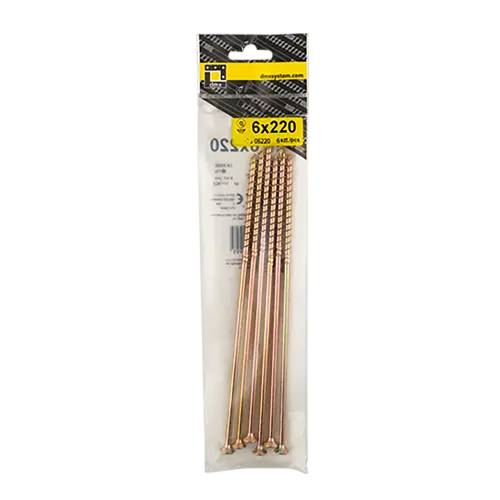 10 Vis de Construction à Tête Fraisée 6x220 mm T30 - D-Work