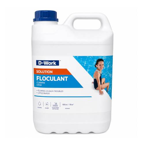 Floculant Liquide pour Piscine 5 l - Traitement Efficace et Clarifiant - D-Work