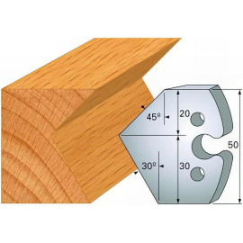Jeu de 2 Fers Profilés Acier HT 50 x 5,5 mm - N°272 Chanfrein 30° et 45° - Outil de menuiserie - Diamwood