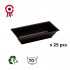 25 2.5 cl rectangular trays, 87 x 43 x Ht. 20 mm, reusable, recyclable 100% French - Black - D-Work