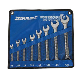 Clés Mixtes Whitworth 8 pcs 1/8" - 9/16" - Outils Pratiques pour Mécaniciens - Silverline