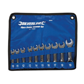 Clés Mixtes Courtes 10 pcs 10 - 19 mm – Outils Pratiques pour Mécaniciens – Résistance et Durabilité - Silverline
