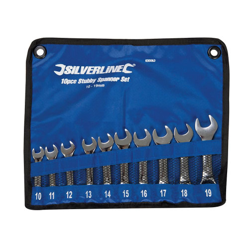 Clés Mixtes Courtes 10 pcs 10 - 19 mm – Outils Pratiques pour Mécaniciens – Résistance et Durabilité - Silverline
