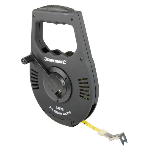 Mètre d'Arpenteur à Démultiplication 50 m x 12 mm – Précision et Facilité d'Utilisation - Silverline
