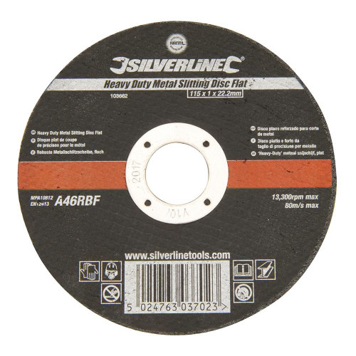 Disque de Tronçonnage Plat Métal 115 x 1 x 22,23 mm - Usage Intensif, Découpe Précise - Silverline
